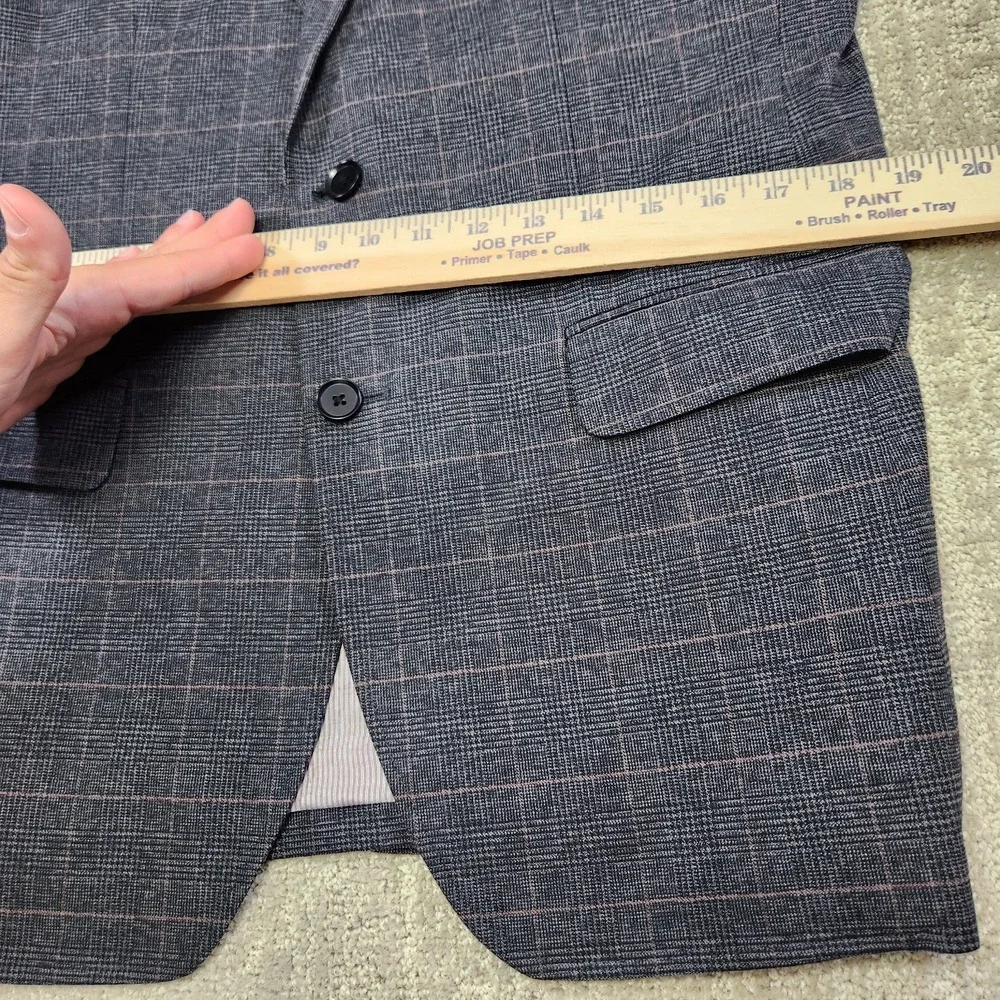 Banana Republic Blazer Men 40R Tailored Slim Fit Gray Brown Plaid Cotton Modern